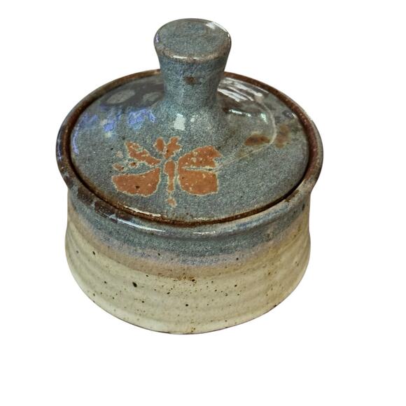 Vintage Pottery Jar Lid Box Stoneware Glazed Trinket Box Jewelry Signed Reyes - Picture 5 of 8